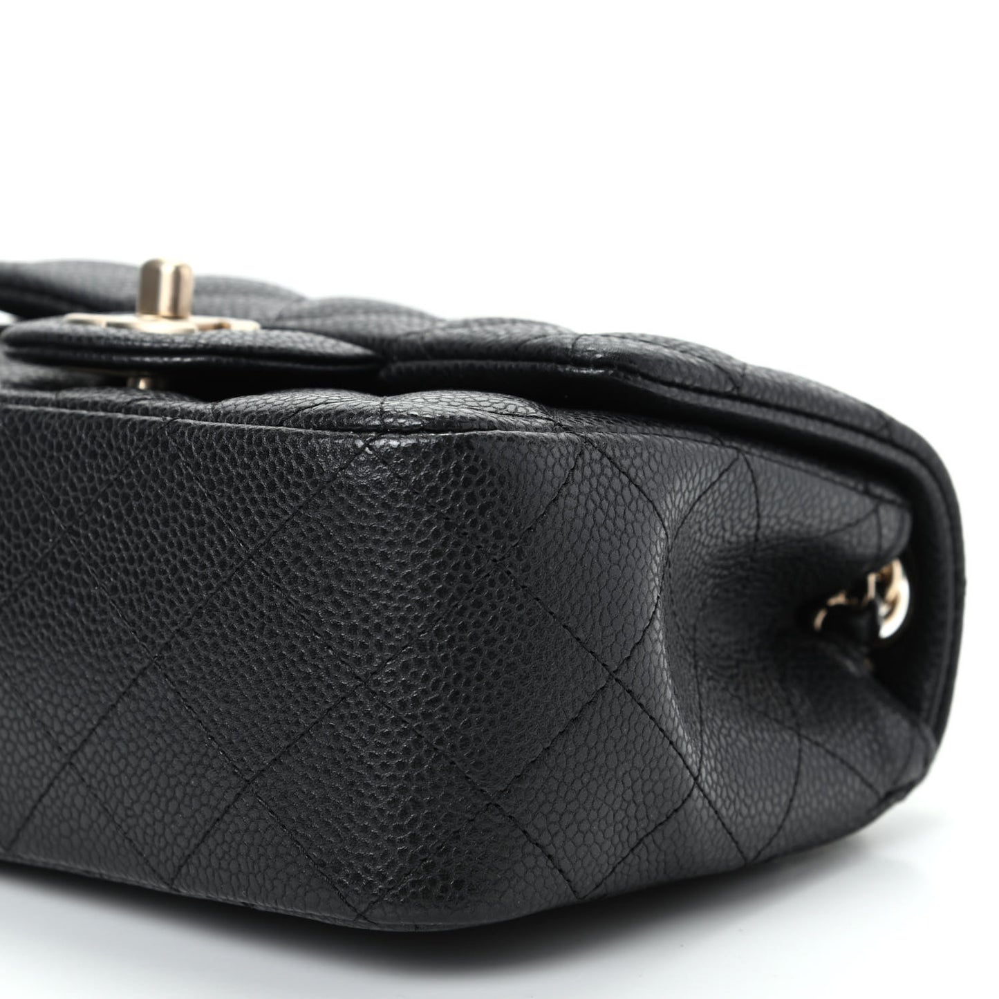 Pearly Caviar Quilted Mini Square Flap Black