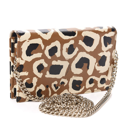 Gucci Patent Leopard Print Betty Chain Wallet Tobacco Black 2 of 9