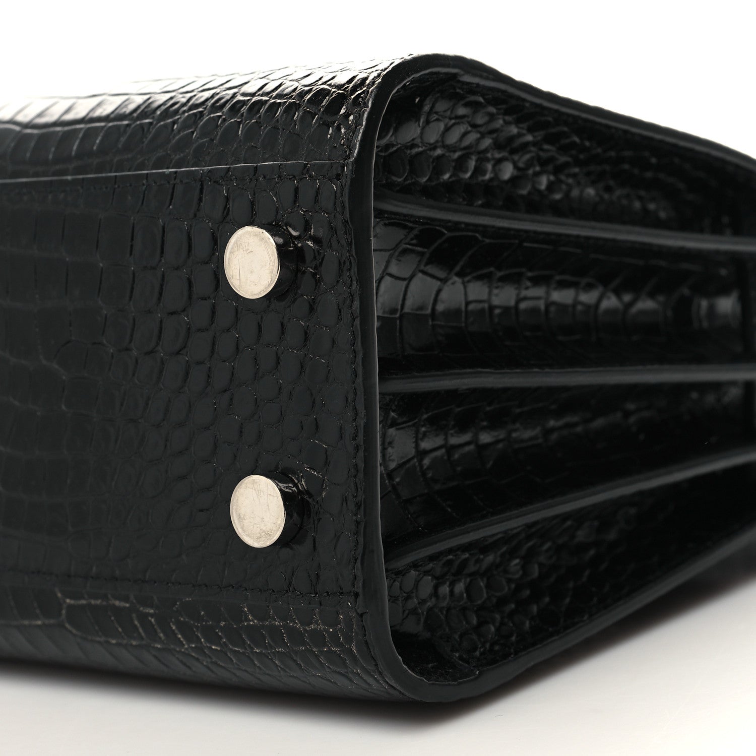 Saint Laurent Calfskin Crocodile Embossed Nano Sac De Jour Black 10 of 10
