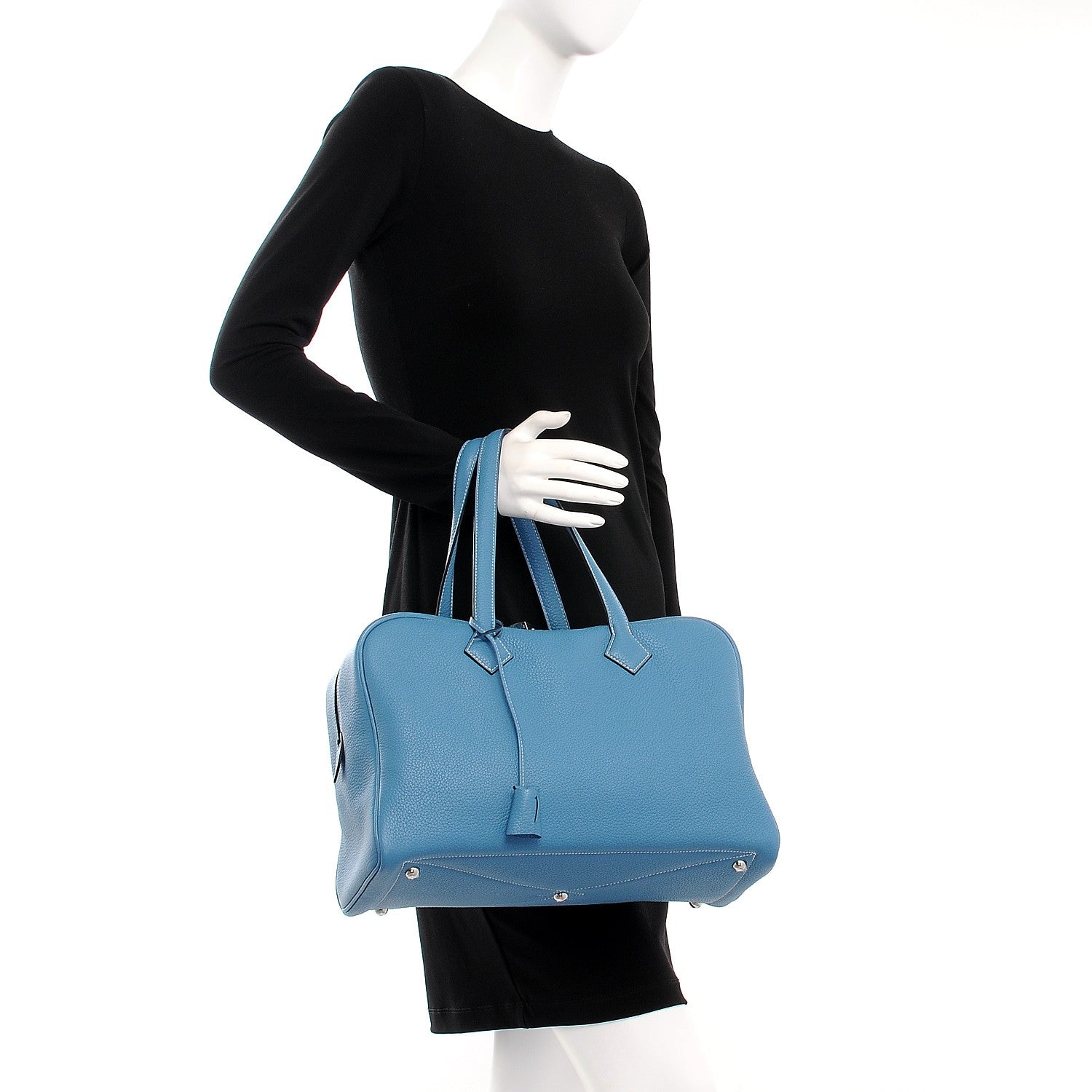Hermes Taurillon Clemence Victoria II 35 Blue Jean 2 of 7