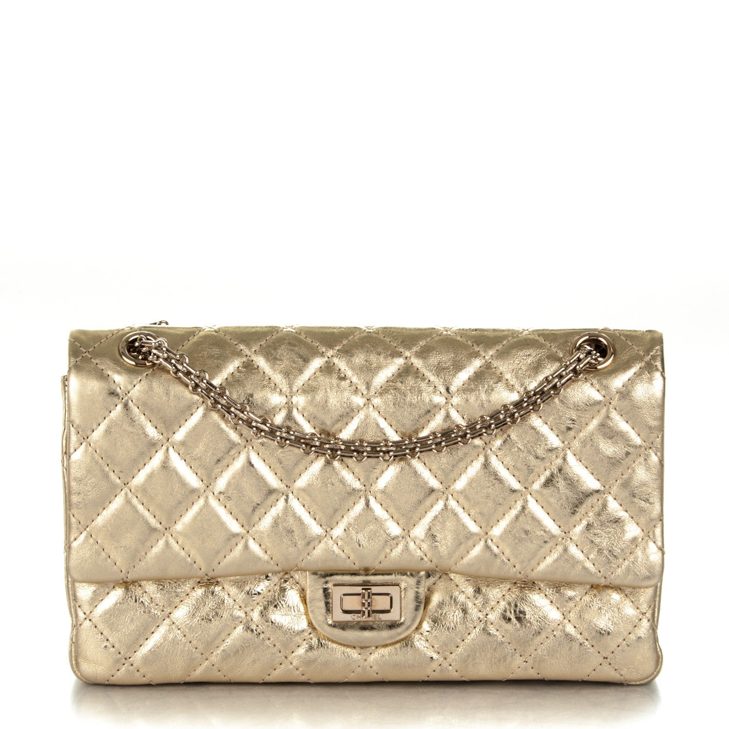 Chanel Metallic Aged Calfskin Quilted 2.55 Reissue 226 Flap Gold 1 of 9