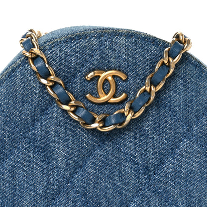 Chanel Denim Quilted Round Pearl Crush Clutch With Chain Blue 8 of 11