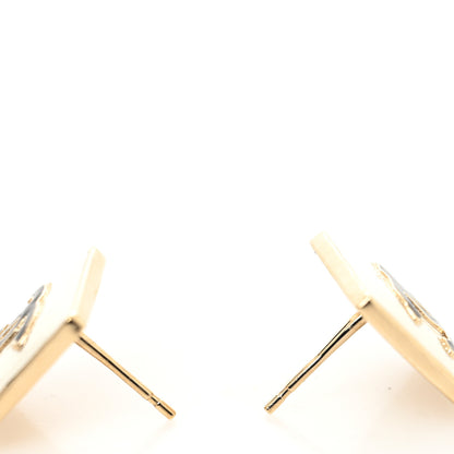 Chanel Metal Enamel CC Square Earrings Gold Black White 3 of 4