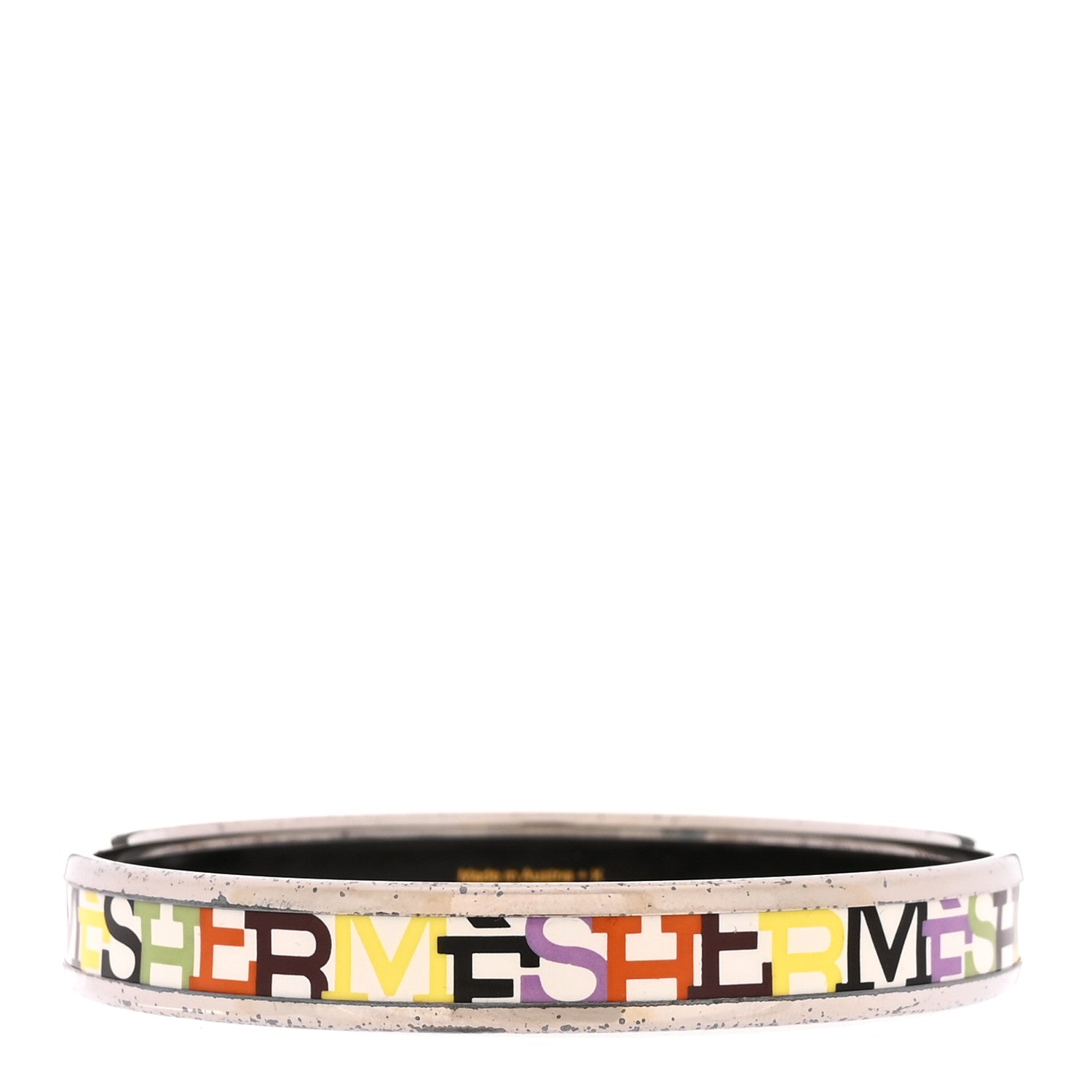 Hermes Enamel Printed Narrow Capitales Bracelet 65 White Multicolor 3 of 5
