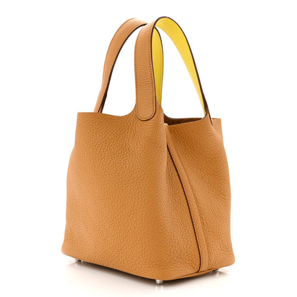 Hermes Taurillon Clemence Swift Eclat Picotin Lock 18 PM Sesame Lime 3 of 11