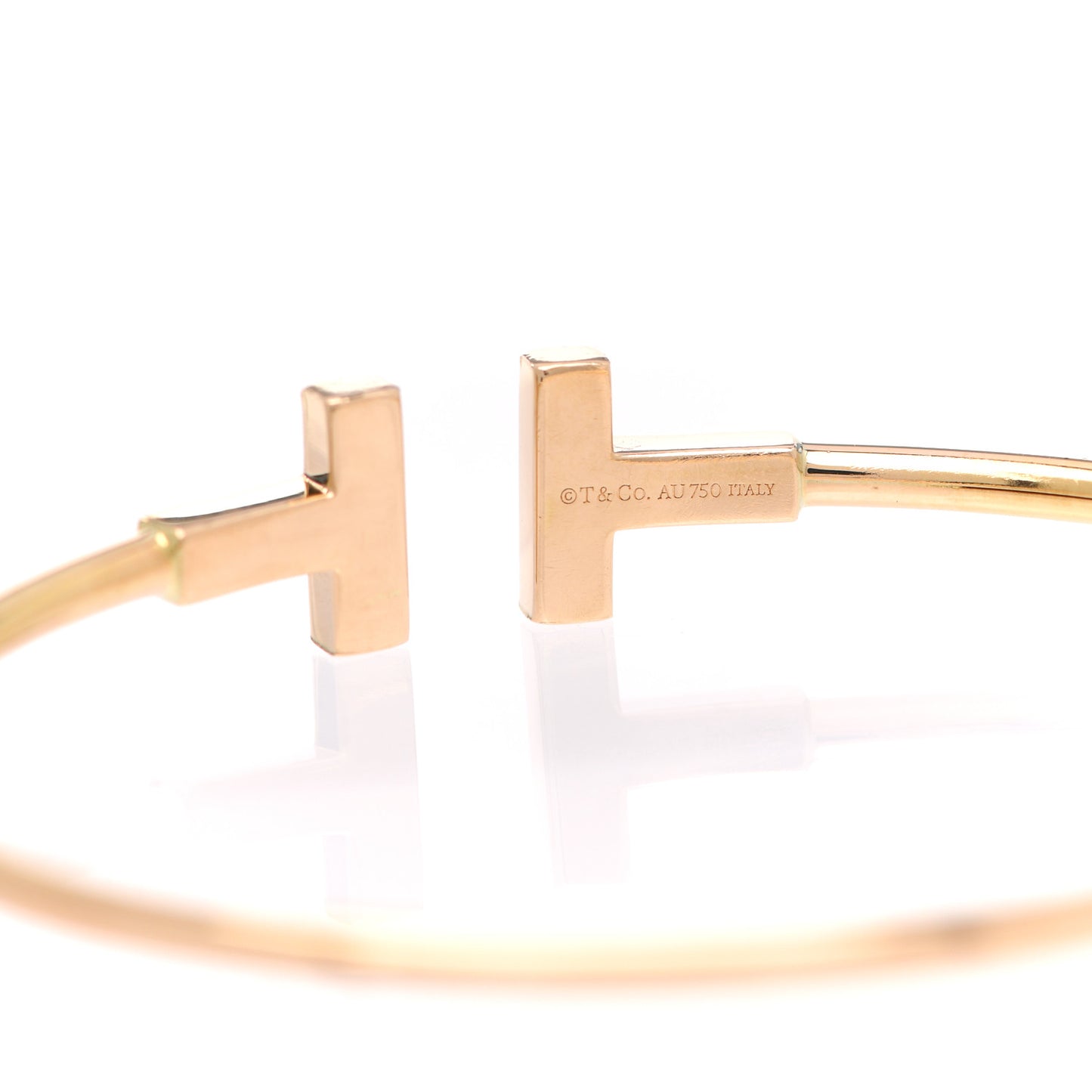 18K Yellow Gold Diamond T Wire Bracelet