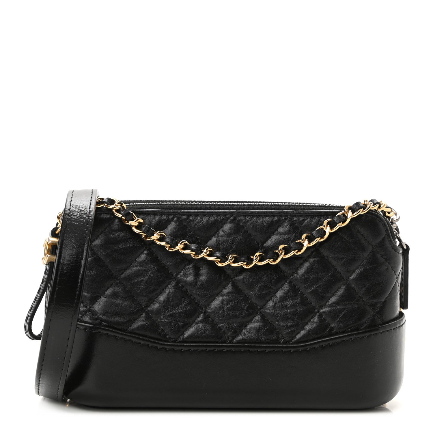 Chanel Aged Calfskin Quilted Small Gabrielle Clutch With Chain Black 1 of 11