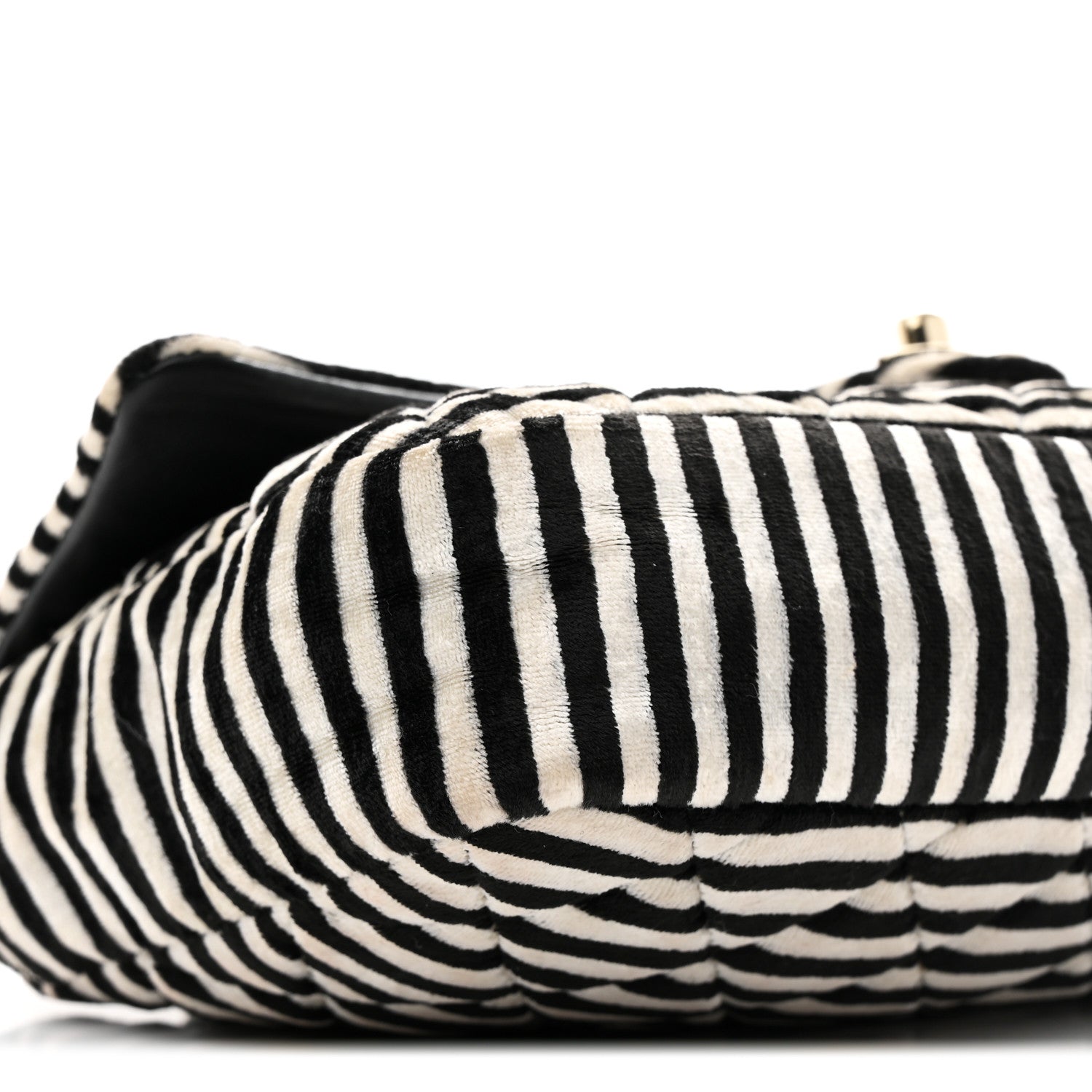 Chanel Velvet Quilted Striped Medium Single Flap Black White 9 of 11