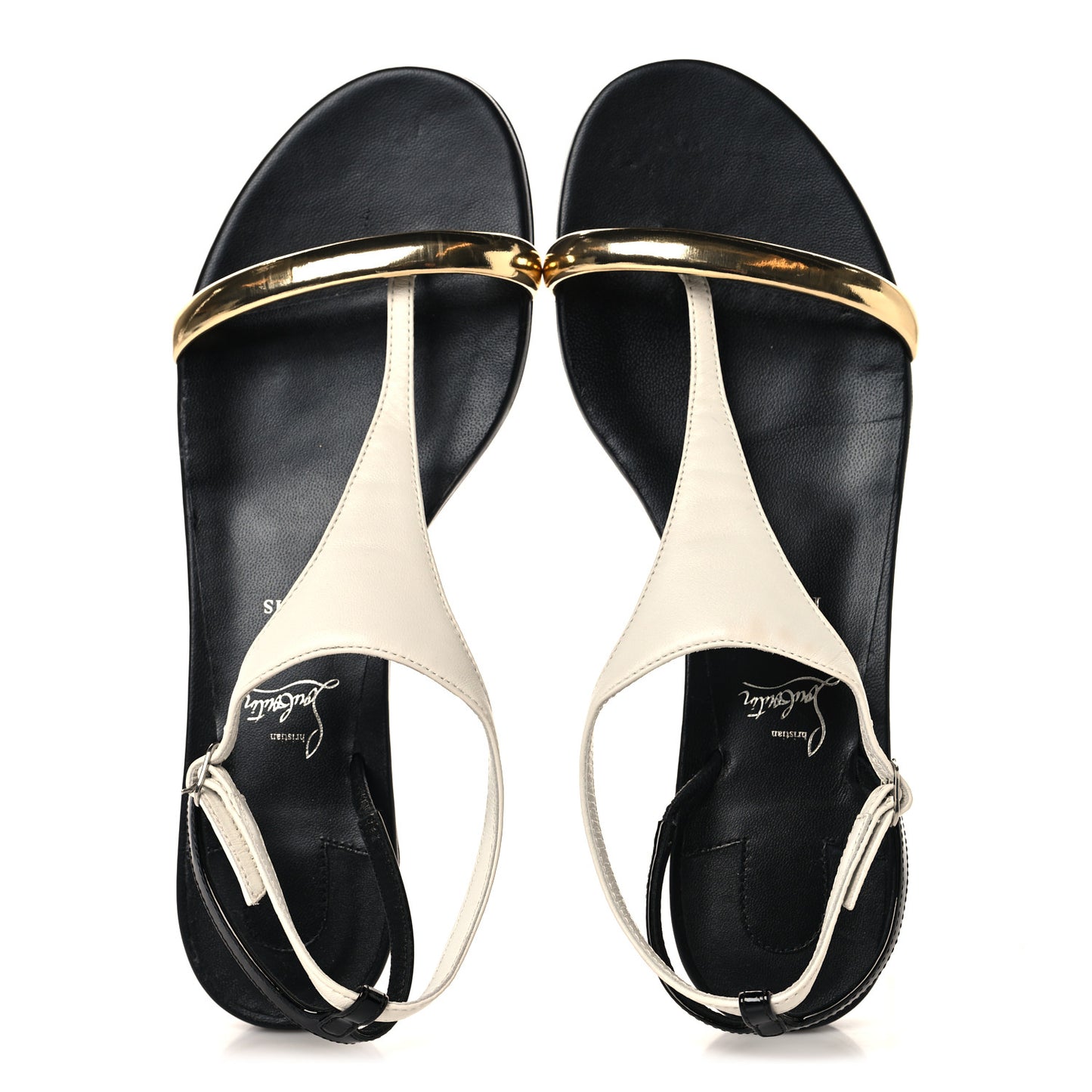 Nappa Patent Athinita Flat Sandals 37.5 White Gold Black
