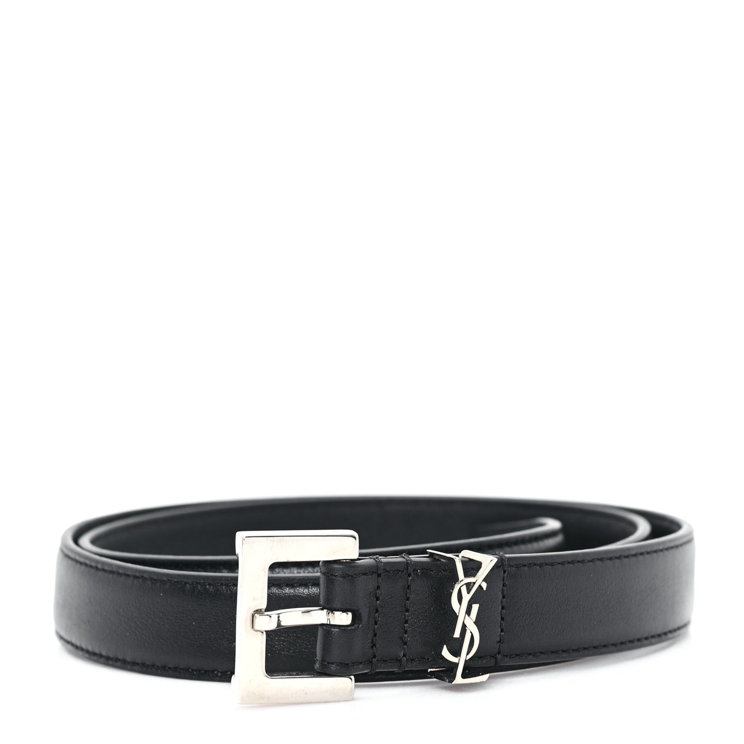 Calfskin Monogram Narrow Square Buckle Belt 75 30 Black
