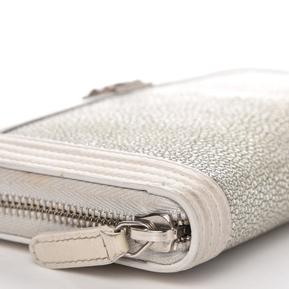 Chanel Metallic Galuchat Stingray Lambskin Boy Zip Around Wallet Silver 12 of 16