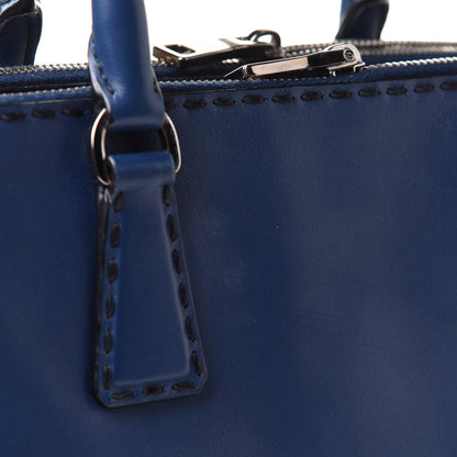 Prada City Calf Hand Stitched Small Galleria Double Zip Tote Bluette 12 of 16