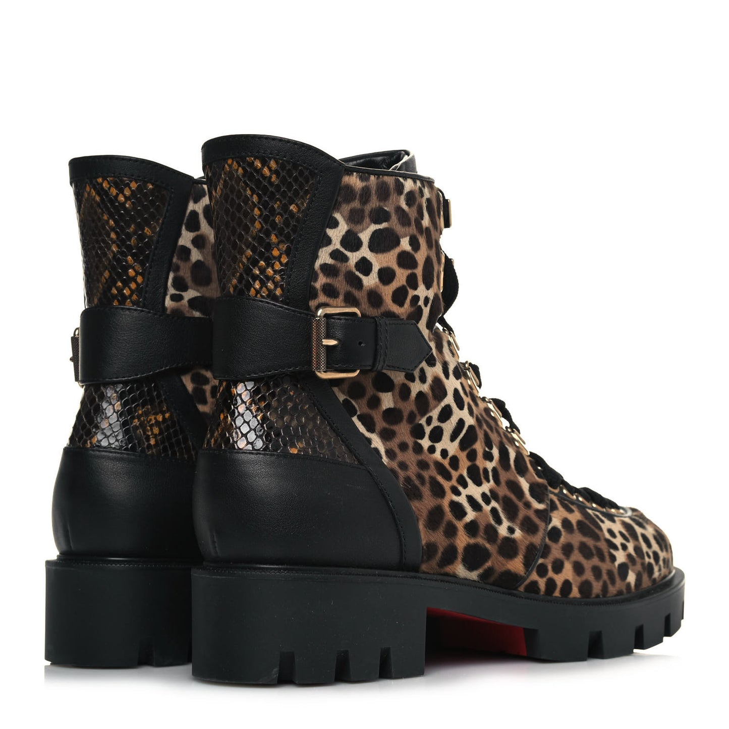 Pony Hair Calfskin Macademia Biker Boots 40 Black
