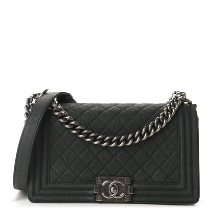 Chanel Iridescent Caviar Quilted Medium Boy Flap Dark Green 1 of 18