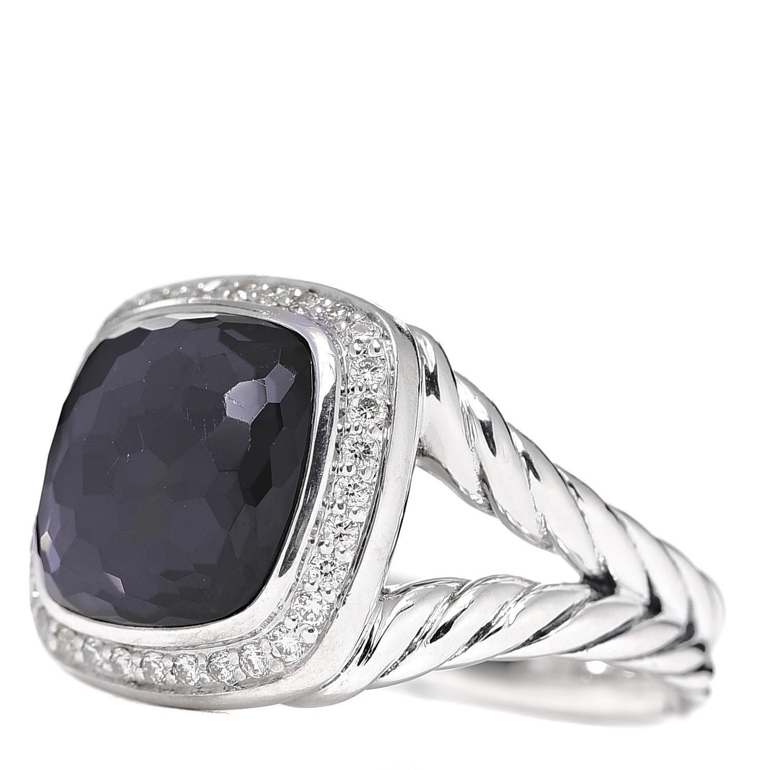 David Yurman Sterling Silver Diamond Black Orchid 11mm Albion Ring 54 6.75 4 of 5