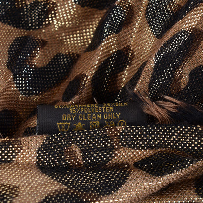 Louis Vuitton Cashmere Silk Leopard Etole Stole Disco Marron 5 of 7