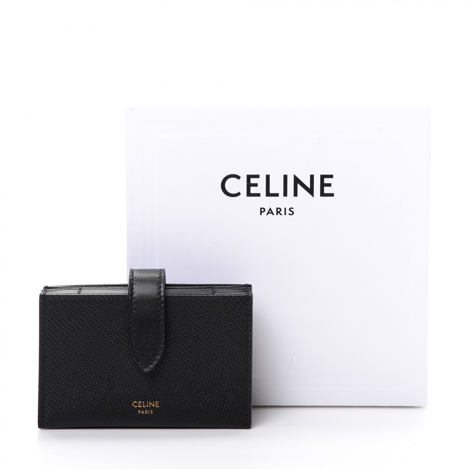 Celine Grained Shiny Calfskin Accordion Card Holder Black 7 of 7