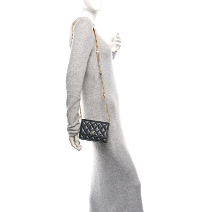 Chanel Lambskin Quilted CC Pearl Enamel Clutch on Chain WOC Black 2 of 11