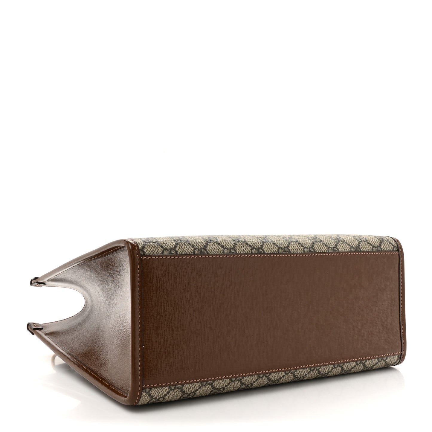 GG Supreme Monogram Azalea Calfskin Small Retro Interlocking G Tote Bag Beige Ebony Brown Sugar