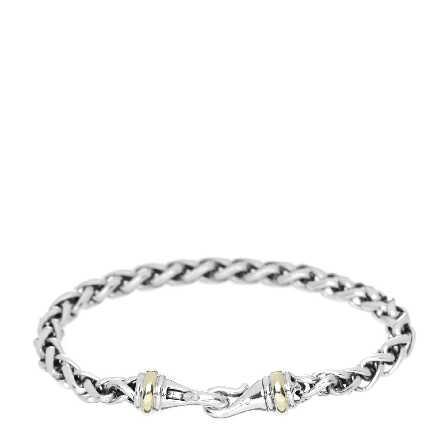 Sterling Silver 14K Yellow Gold 6mm Wheat Chain Bracelet