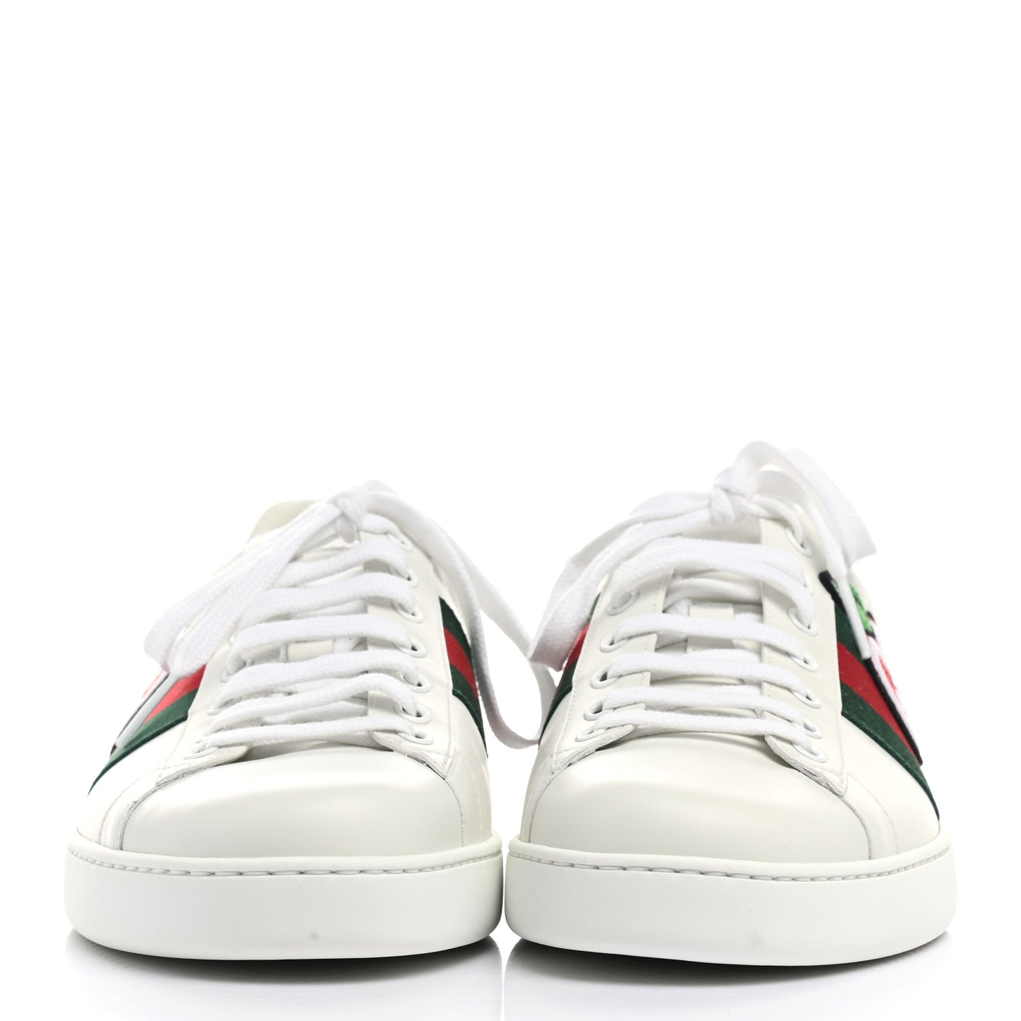 Calfskin Web Cherry Embroidered Mens Ace Sneakers 9 White