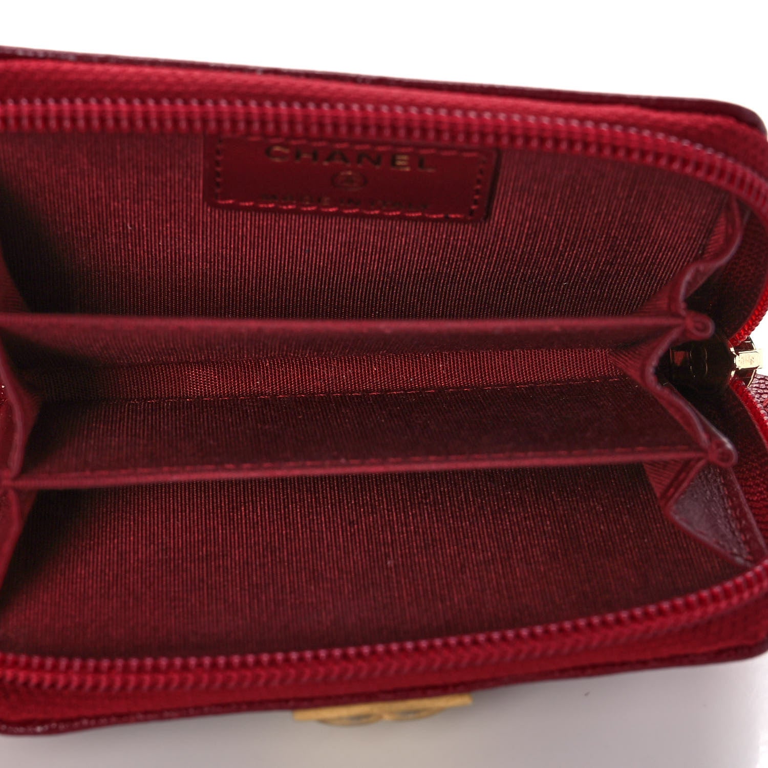 Chanel Caviar Chevron Quilted Boy Zip Around Coin Purse Wallet Burgundy 5 of 11