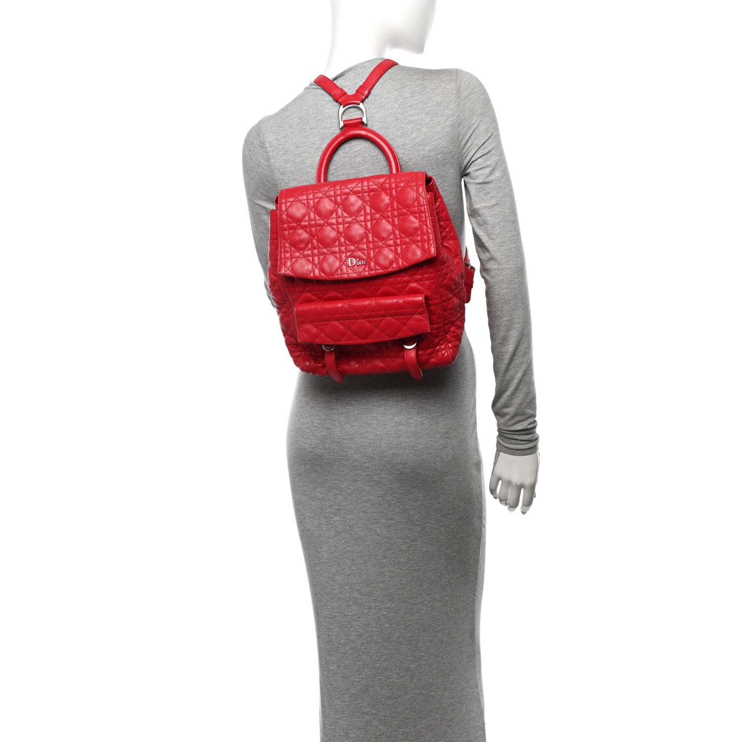 Christian Dior Lambskin Cannage Large Stardust Backpack Red 2 of 15