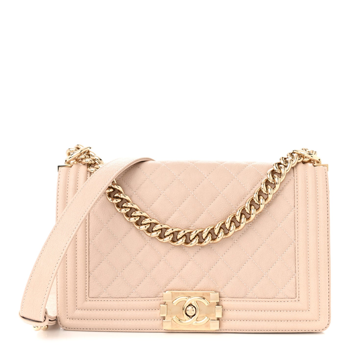 Caviar Quilted Medium Boy Flap Nude