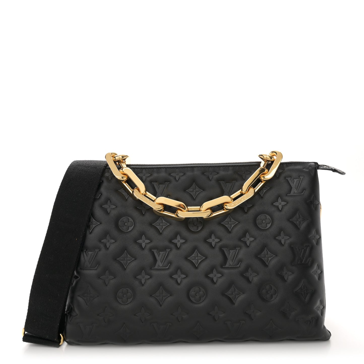 Lambskin Embossed Monogram Coussin MM Black