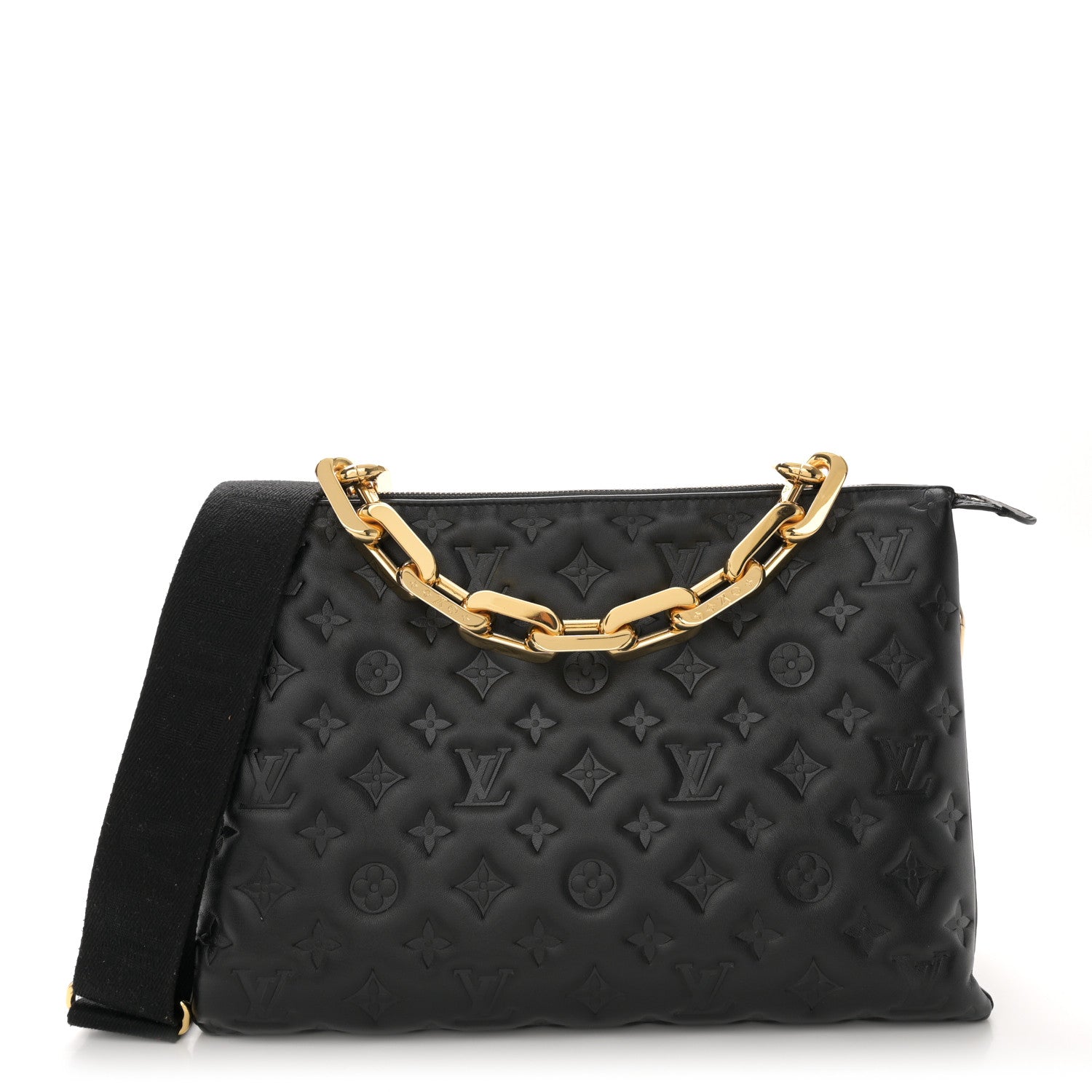 Louis Vuitton Lambskin Embossed Monogram Coussin MM Black 1 of 12