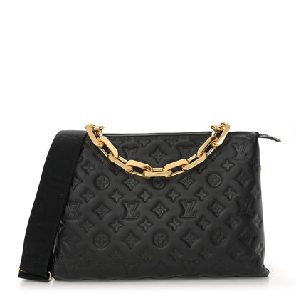 Louis Vuitton Lambskin Embossed Monogram Coussin MM Black 1 of 12