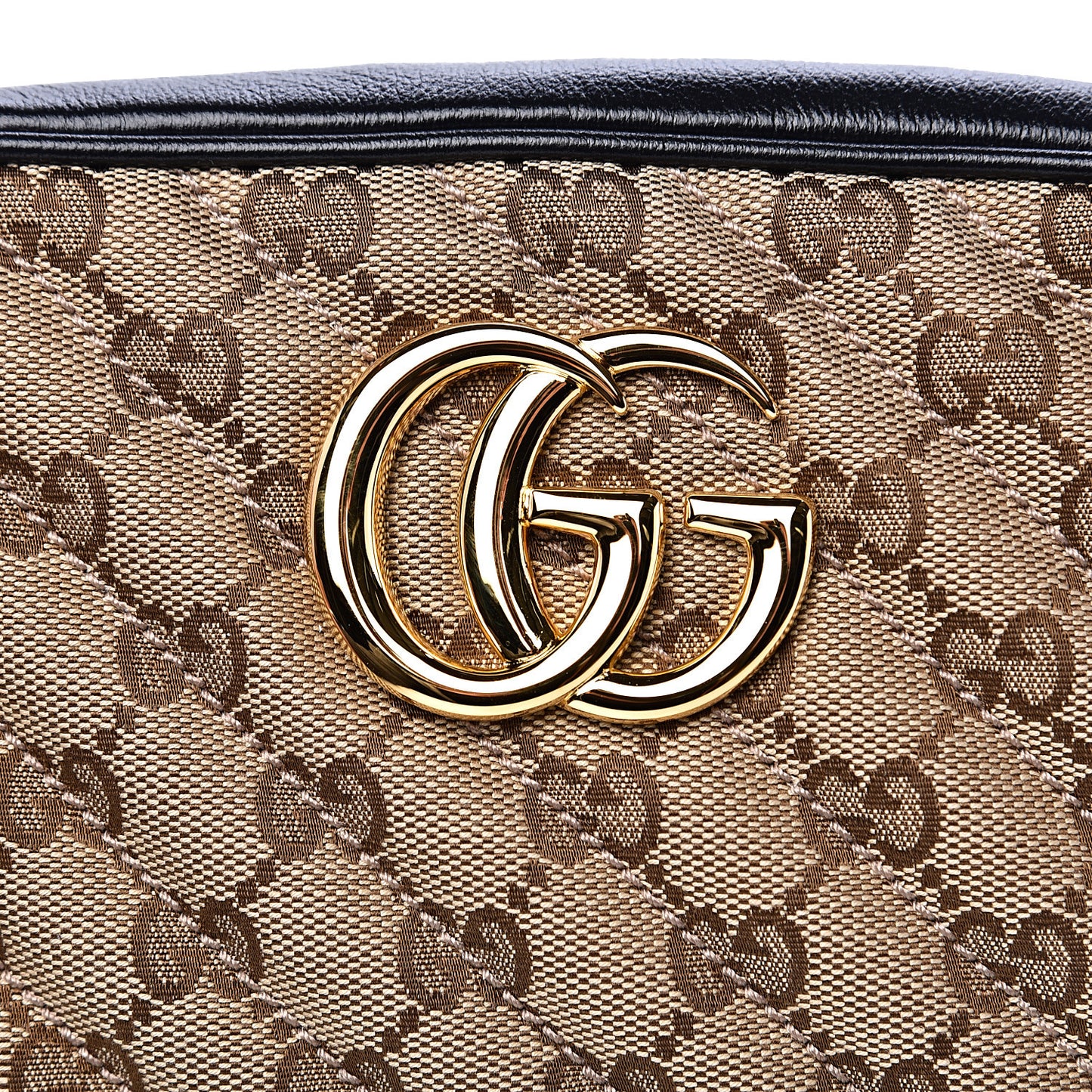 Monogram Matelasse Diagonal Small GG Marmont Chain Shoulder Bag Beige Black
