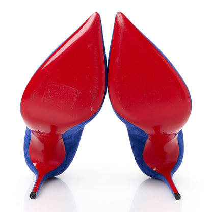 Christian Louboutin Veau Velours Pigalle Follies 100 Pumps 35.5 Atlantic 6 of 11