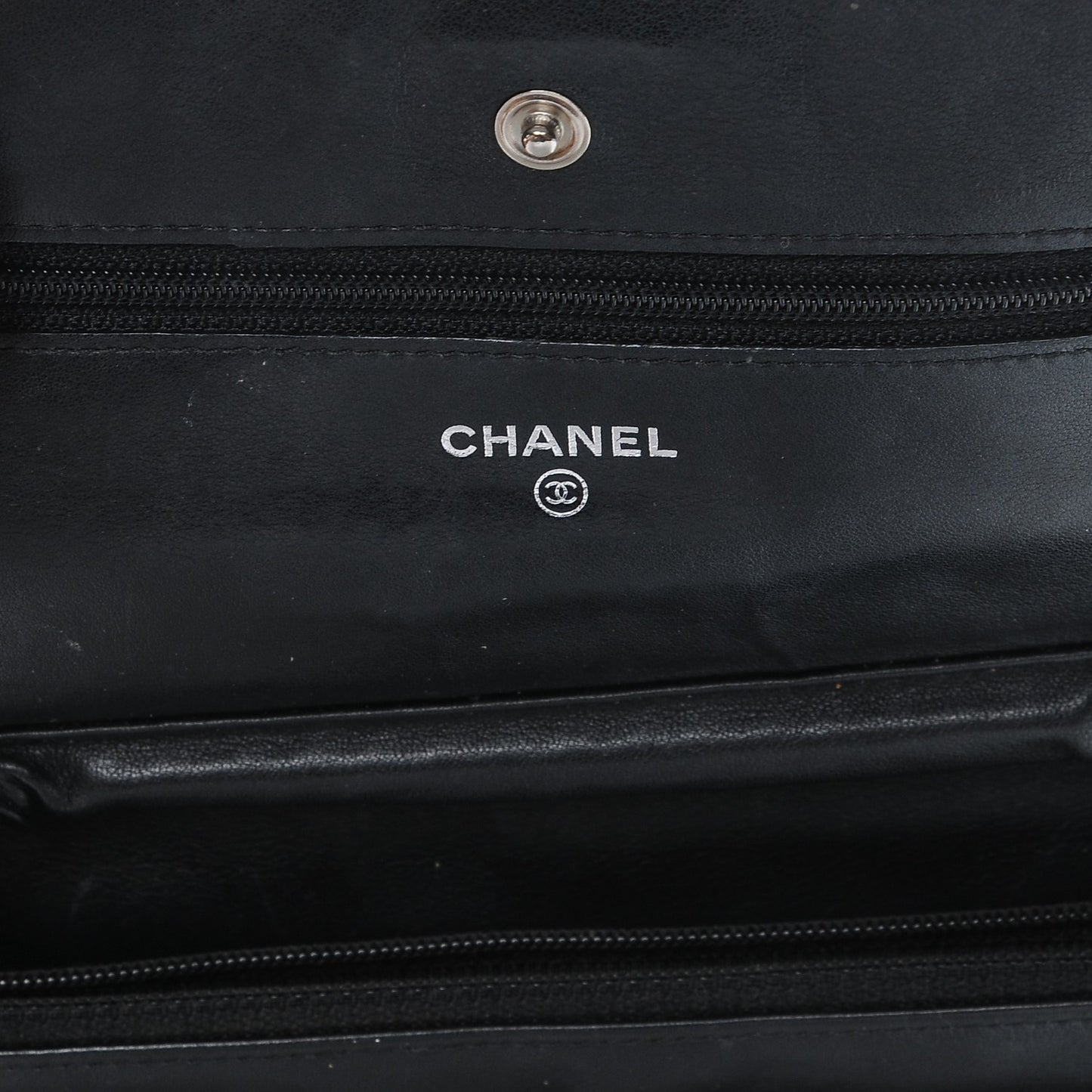 Distressed Patent Calfskin Quilted Reissue Wallet On Chain WOC Black