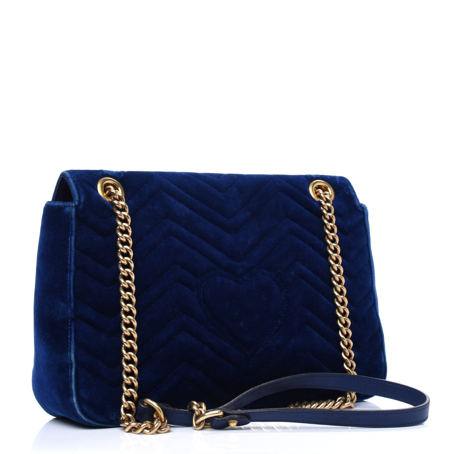 Velvet Matelasse Medium GG Marmont Shoulder Bag Cobalt Blue