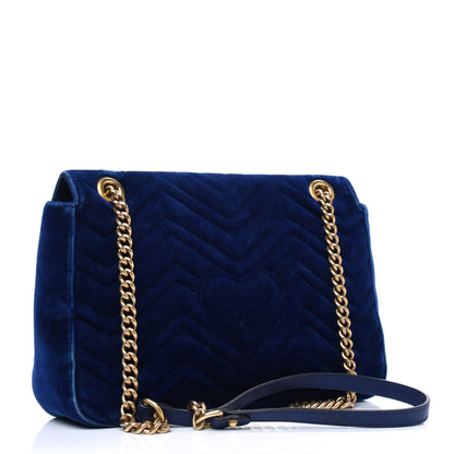 Gucci Velvet Matelasse Medium GG Marmont Shoulder Bag Cobalt Blue 2 of 4