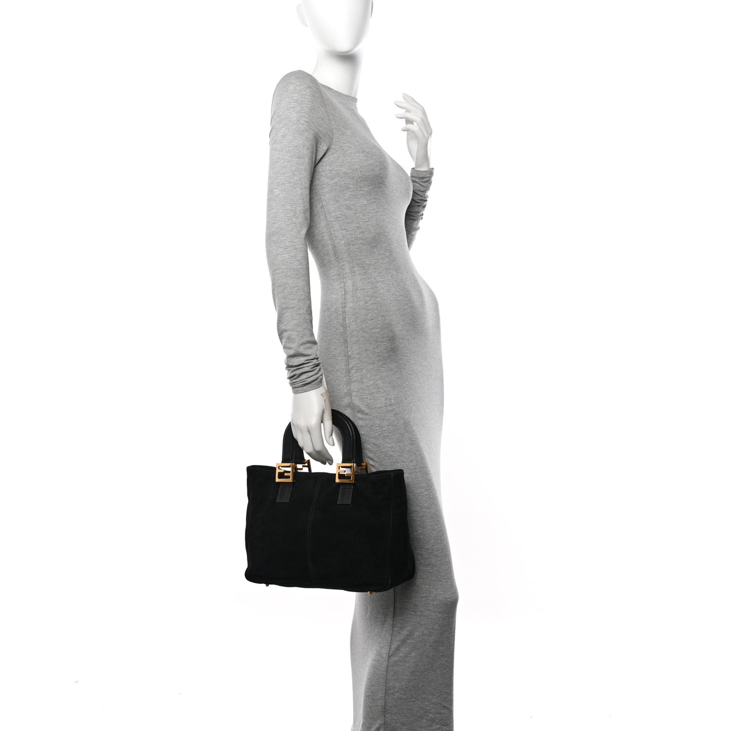 Suede Calfskin Holdall Tote Black