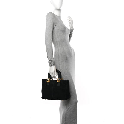 Fendi Suede Calfskin Holdall Tote Black 2 of 11