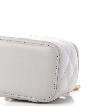 Chanel Lambskin Quilted Top Handle Mini Vanity Case With Chain Grey 8 of 8