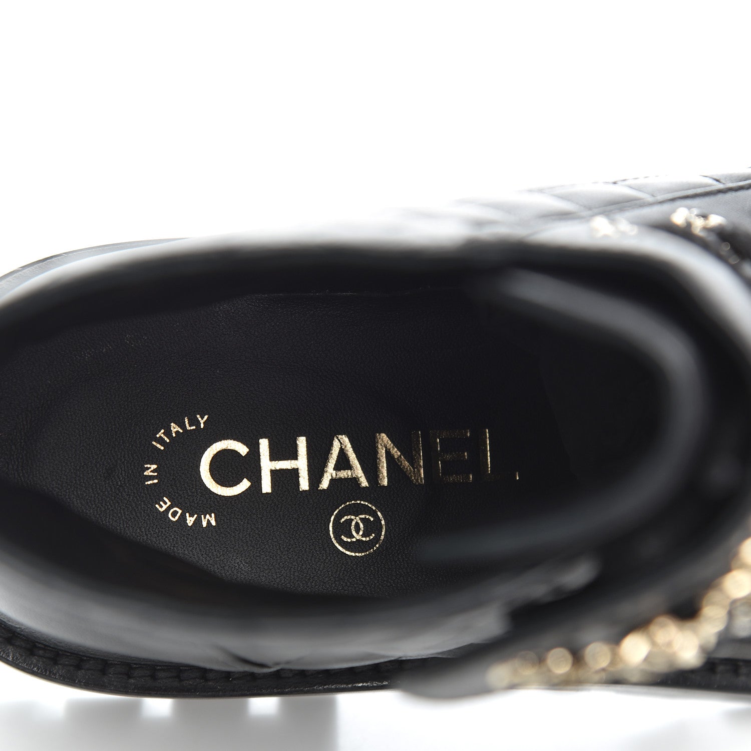 Chanel Shiny Lambskin Quilted Lace Up Combat Boots 37.5 Black 7 of 13
