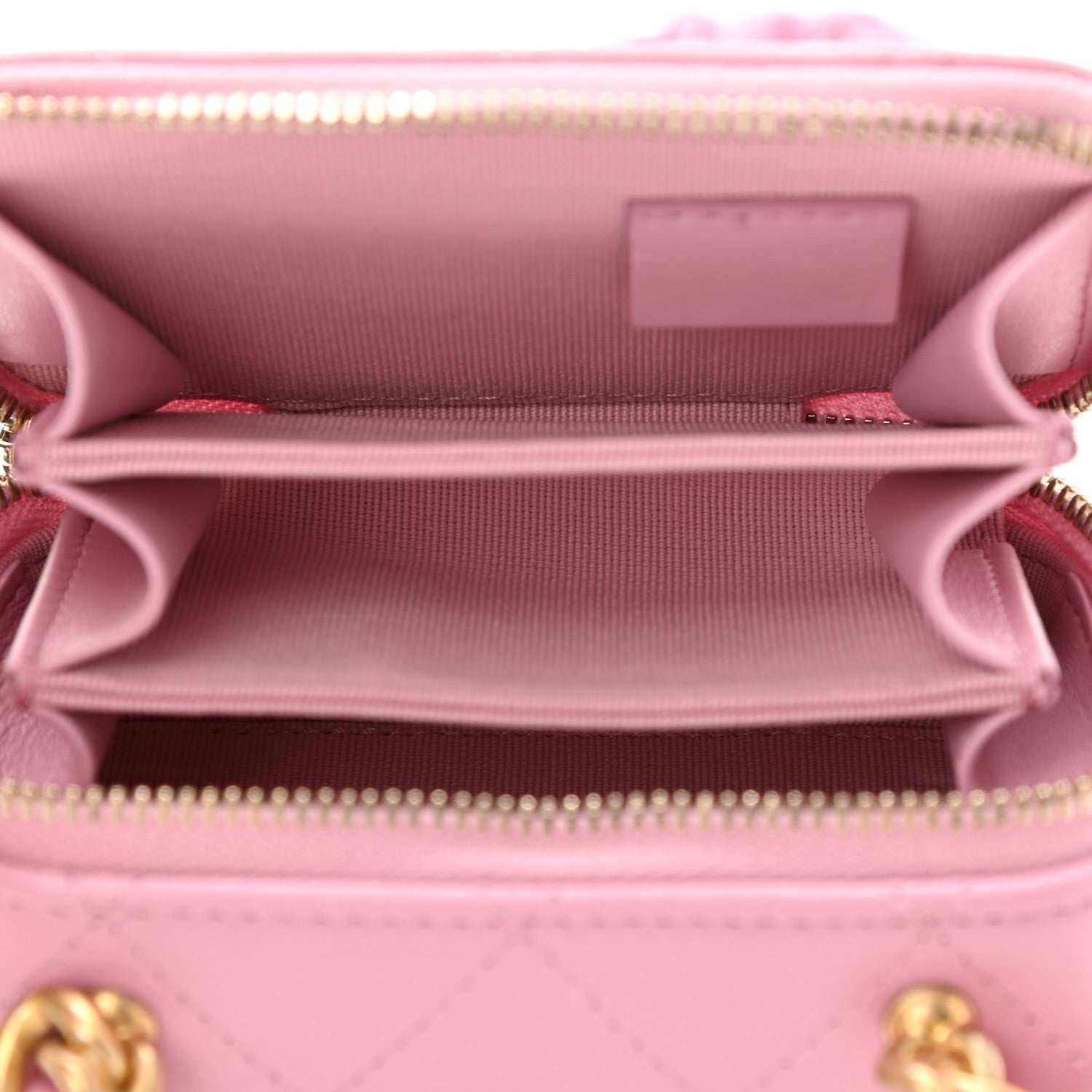 Chanel Lambskin Quilted Mini Lacquered Chain Clutch Pink 5 of 12