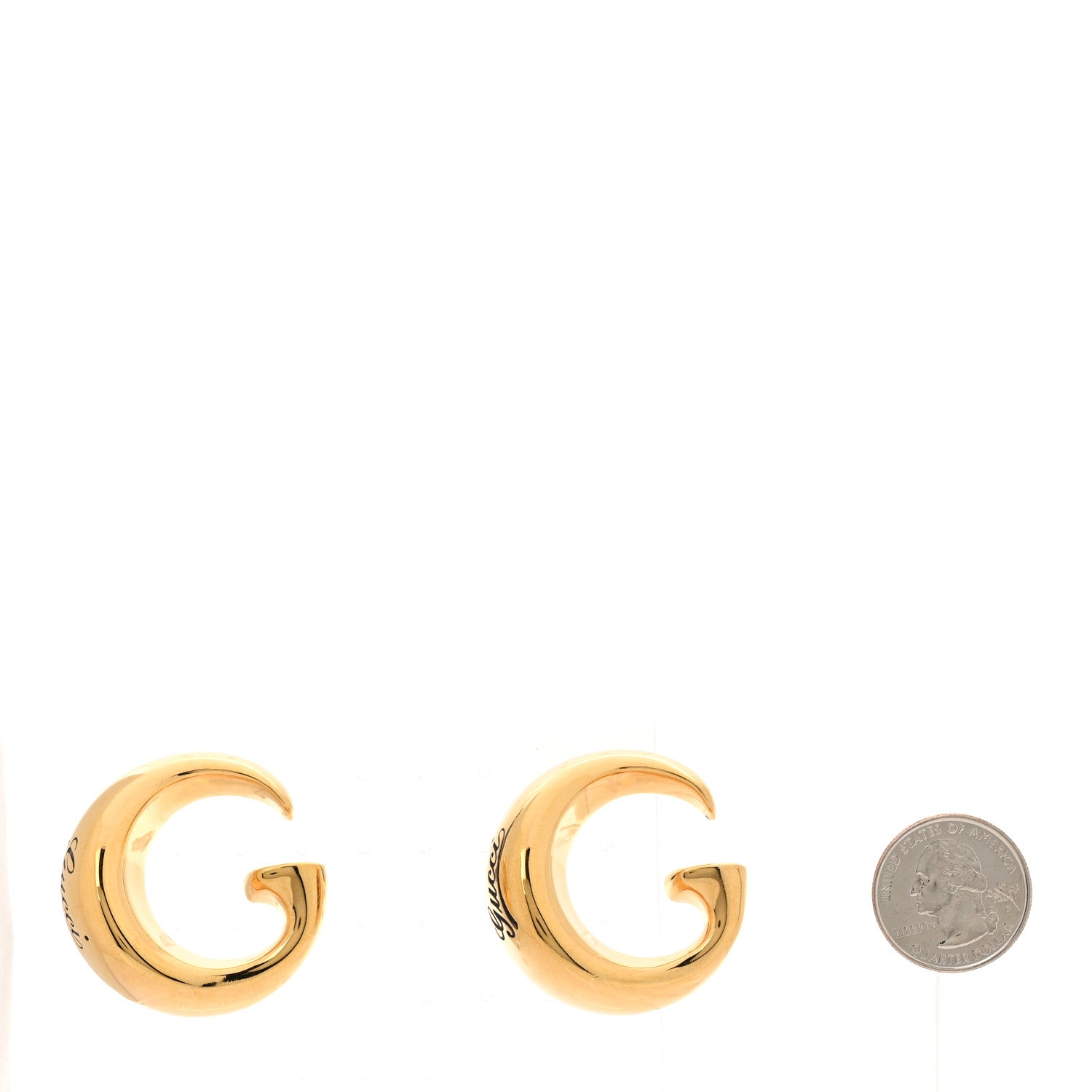 Gucci Metal G Motif Ottone Dorato Earrings Gold 2 of 6