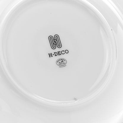 Hermes Porcelain H Deco Soup Bowl Set of 2 Black White 4 of 6
