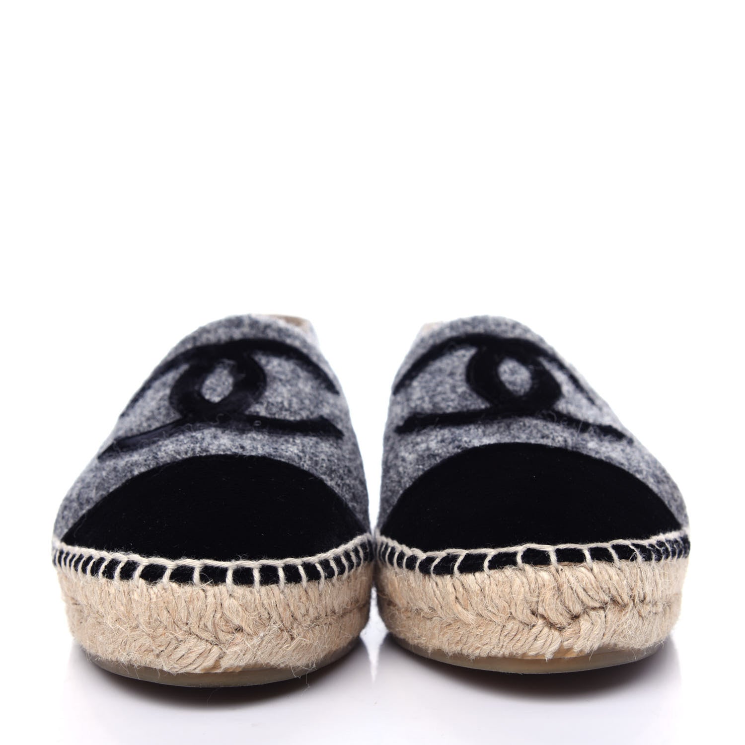 Chanel Tweed Velvet CC Espadrilles 41 Grey Black 2 of 12