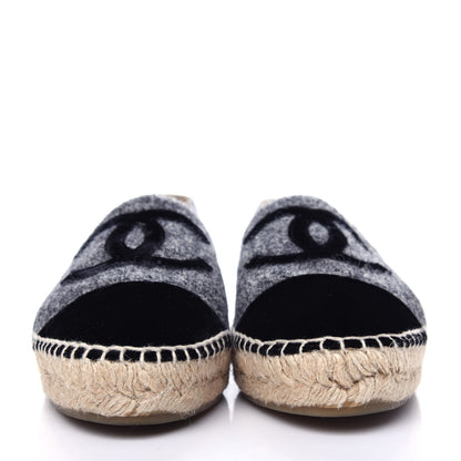 Chanel Tweed Velvet CC Espadrilles 41 Grey Black 2 of 12