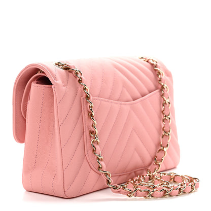 Chanel Caviar Chevron Quilted Small Double Flap Pink 3 of 11