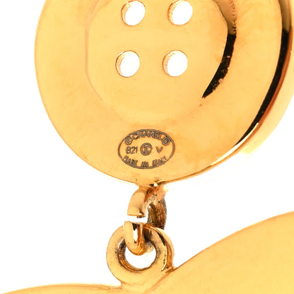 Chanel Metal Large Paris Button Earrings Gold 4 of 4