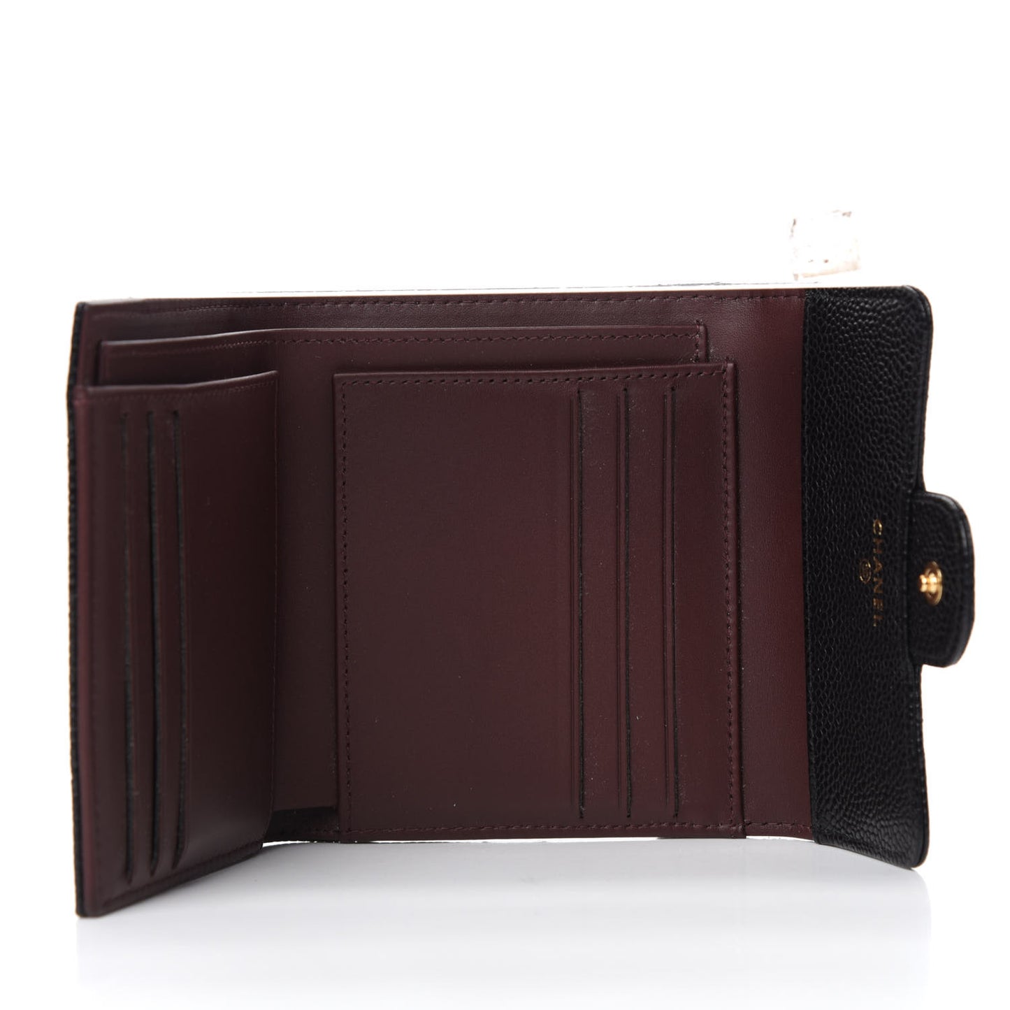 Caviar Quilted Compact Flap Wallet Black
