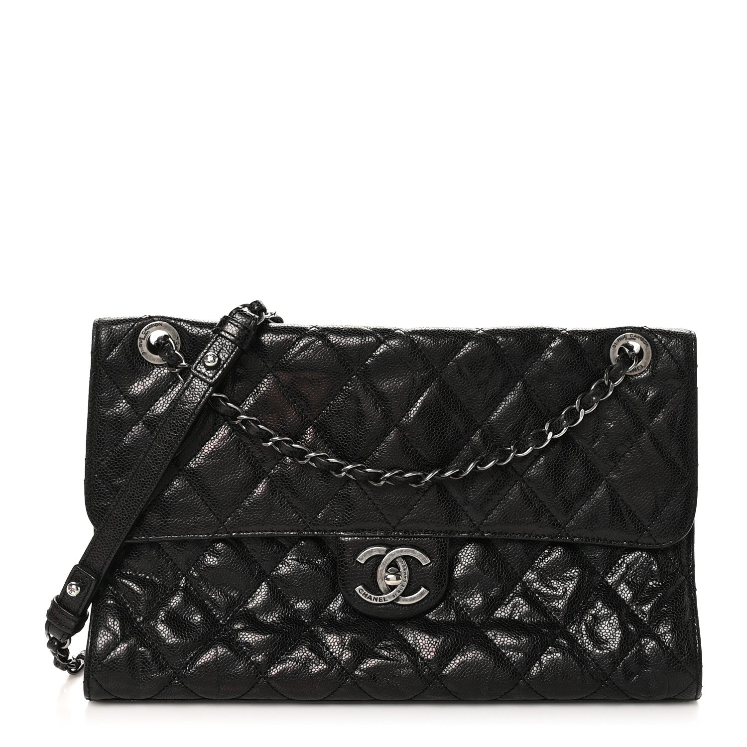 Chanel Crumpled Grained Calfskin Jumbo CC Crave Flap Black 1 of 11