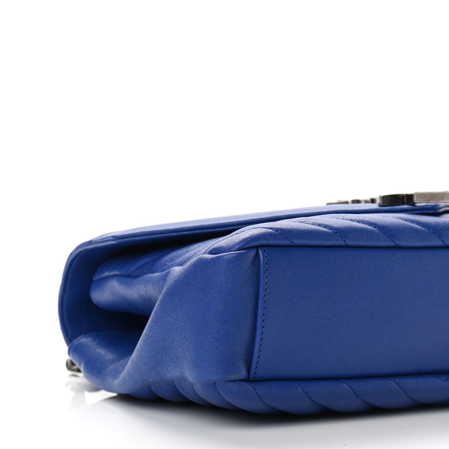 Sheepskin Matelasse Chevron Monogram Medium College Bag Royal Blue